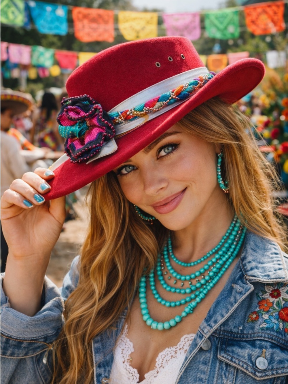 Vintage 90s ARLOP Red Western Hat – Fiesta / Southwestern Statement Piece